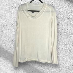 Title Nine Merino Wool Mock Neck Sweater Ivory Size Large Neutral Minimalist‎